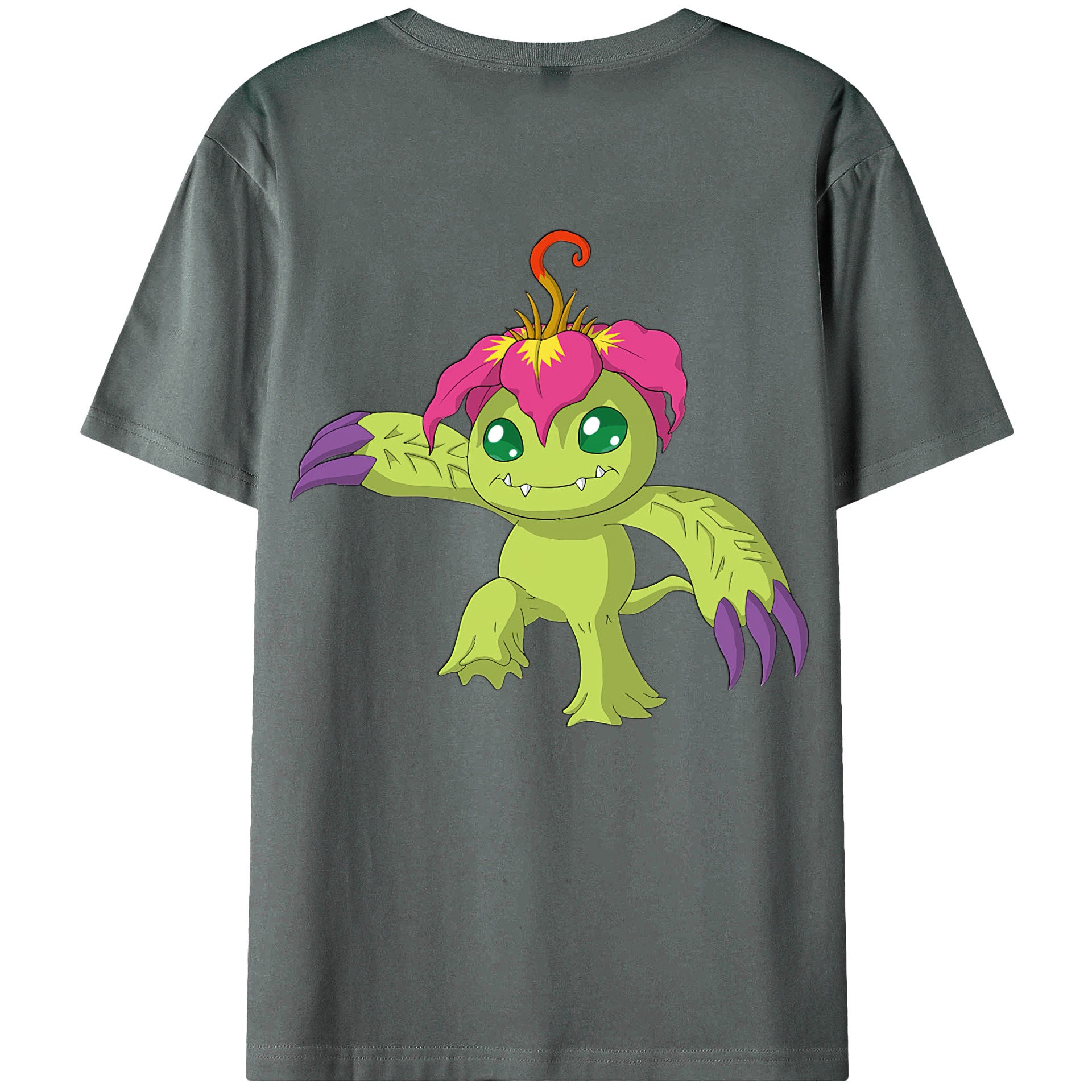 （画像用） Digimon デジタルモンスター/デジモン 綿100％ メンズ半袖Tシャツ（バックプリント） 通気性